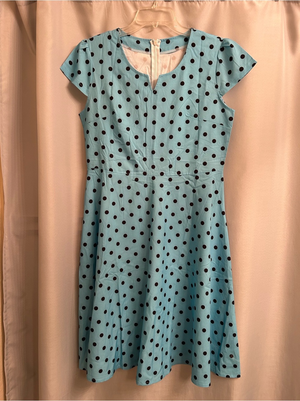 Amazon Light Blue Polka Dot Fit-and-Flare Dress